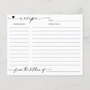 Cartão de Receita de Chá de Noiva de Caligrafia Mi