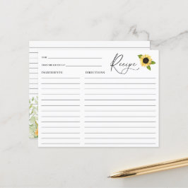Cartão de receita de chá de noiva de girassol