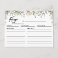 Cartão de Receita de Chá de Noiva Floral Boho Bran