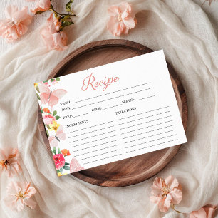 Cartão de Receita de Chá de Noiva Floral Borboleta