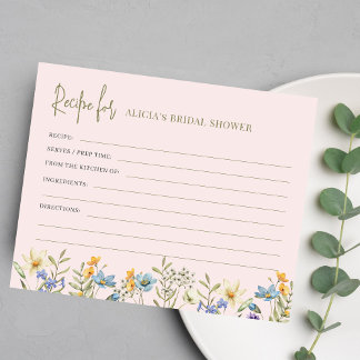 Cartão de receita de chá de noiva floral econômico