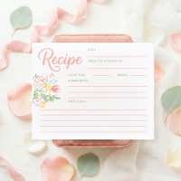 Cartão de Receita de Chá de Noiva Floral Pastel Ca
