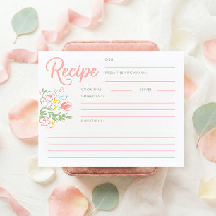 Cartão de Receita de Chá de Noiva Floral Pastel Ca
