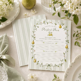 Cartão de Receita de Chá de Noiva Verde Sage Pera