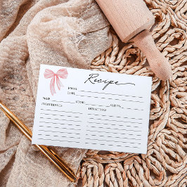 Cartão de Receita de Chá de Panela com Laço Rosa
