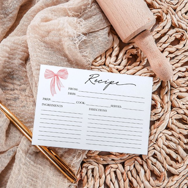 Cartão de Receita de Chá de Panela com Laço Rosa (Criador carregado)