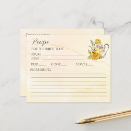 Cartão de receita de chá de panela de chá Floral