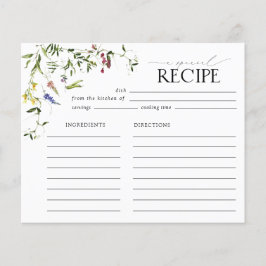 Cartão de Receita de Chá de panela de Flor Selvage