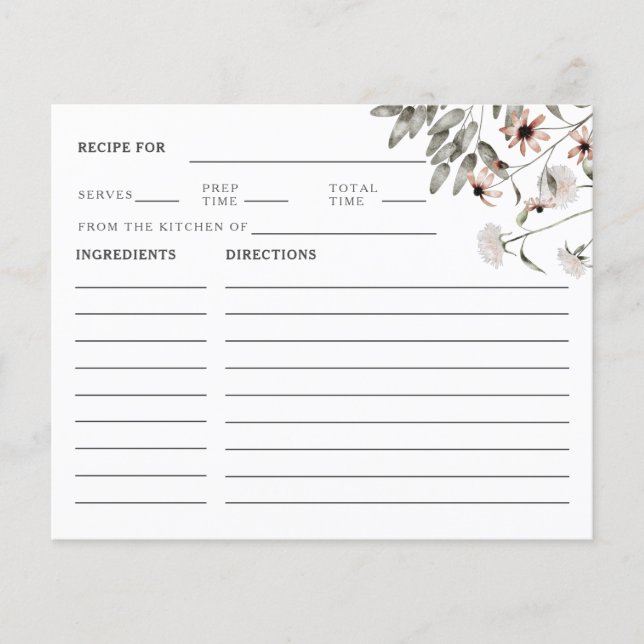 Cartão de Receita de Chá de panela de Flor Selvage (Frente)