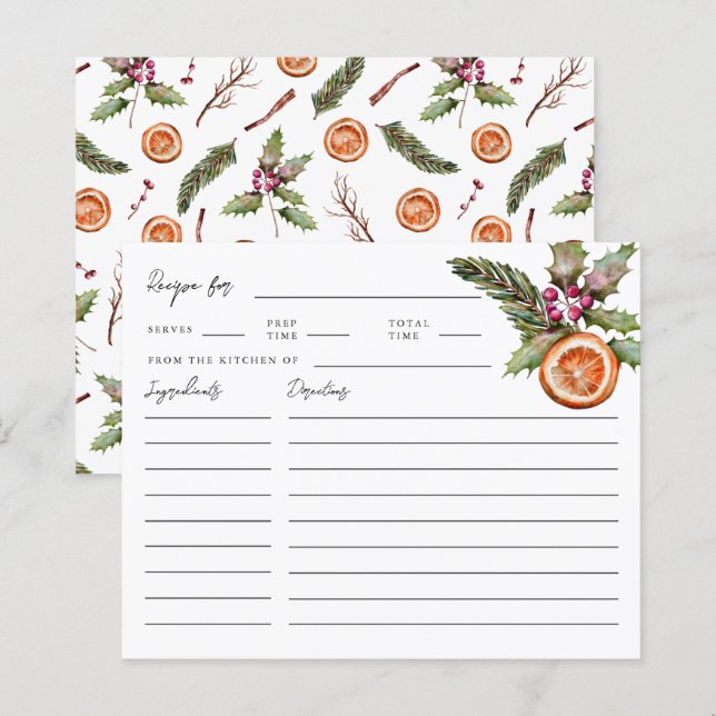 Cartão de Receita de Chá de panela de Natal (Frente/Verso)