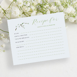 Cartão de receita de chá de panela floral azul-poe