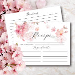 Cartão de Receita de Chá de panela Floral Cherry B<br><div class="desc">Cartão de receita floral de cereja cor-de-rosa bonito. A frente do cartão tem espaço para o título da receita,  da cozinha de & ingredientes. O verso tem linha para direções. Os convites correspondentes estão disponíveis em nosso compro</div>