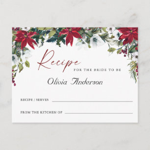 Cartão de Receita de Chá de panela Floral Red Poin