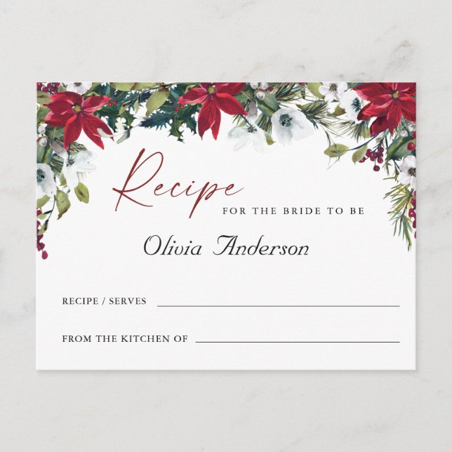 Cartão de Receita de Chá de panela Floral Red Poin (Frente)