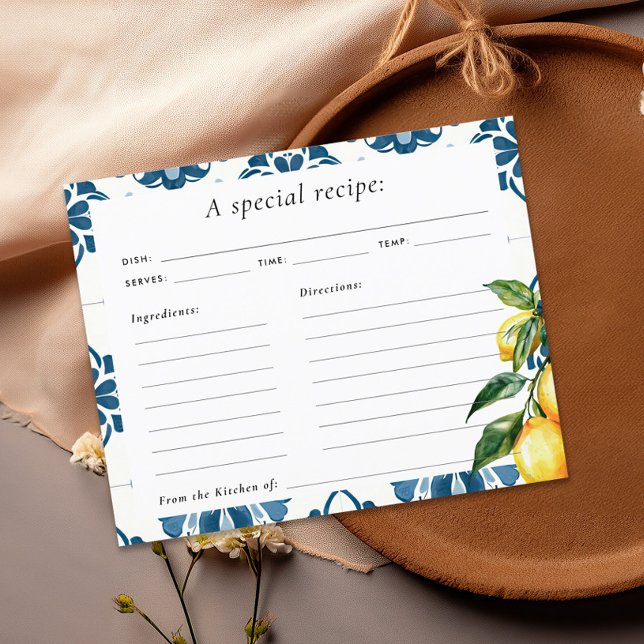 Cartão de Receita de Chá de panela Italiano Lemon  (Criador carregado)