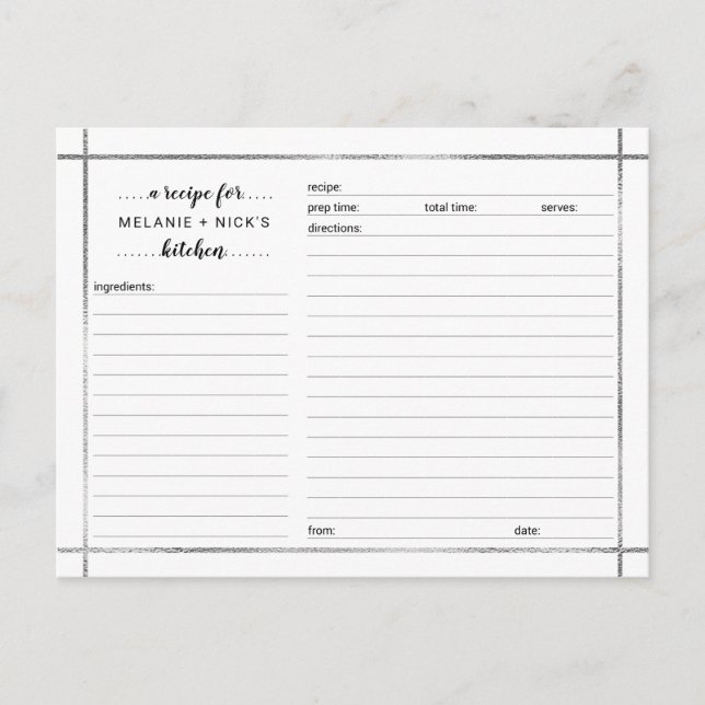 Cartão de receita de chá de panela, quadro pratead (Frente)