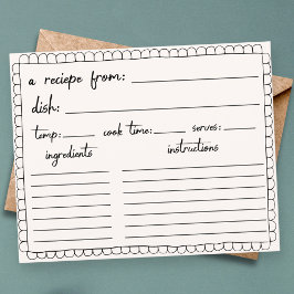 Cartão de receita de chá de rosca desenhada à mão