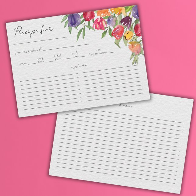 Cartão de Receita de Chás de Bebê com Tulipas e Ve (Criador carregado)