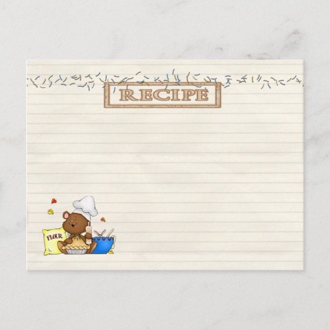 cartão de receita de chefe de ursinho (Frente)