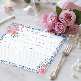 Cartão de Receita de Chuveiro de Noiva Floral Ital