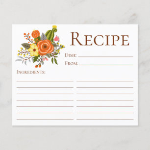 Cartão de Receita de Chuveiro Nupcial Floral de Te