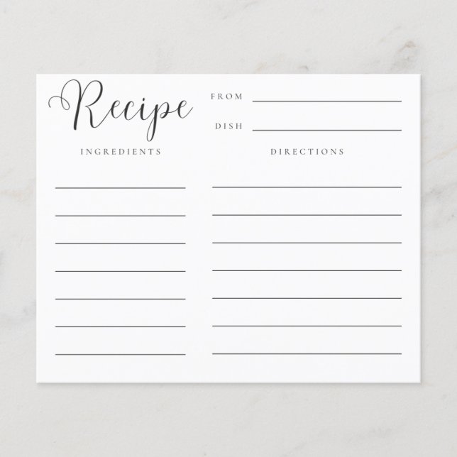 Cartão de Receita de Cozinha para Chá de Panela (Frente)