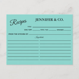 Cartão de Receita de Festa de Chá de Cozinha da NO