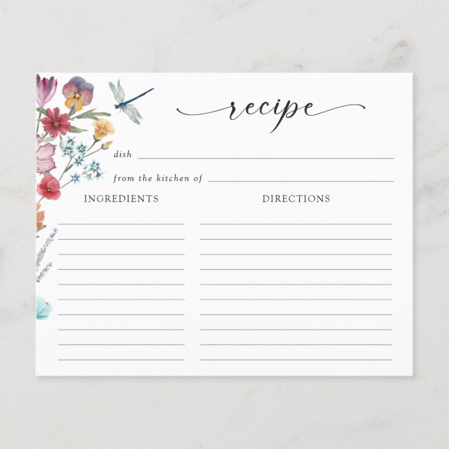 Cartão de Receita de Flor Selvagem (Frente)