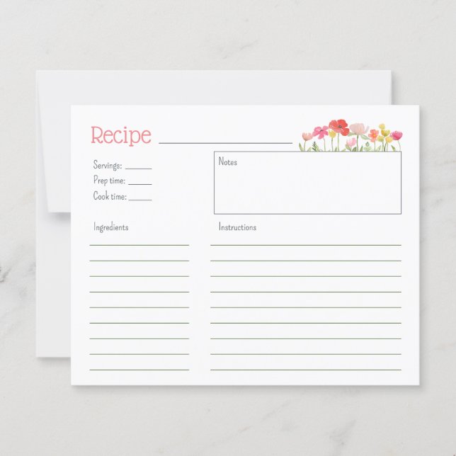 Cartão de Receita de Flores Selvagens com Cores Aq (Frente)