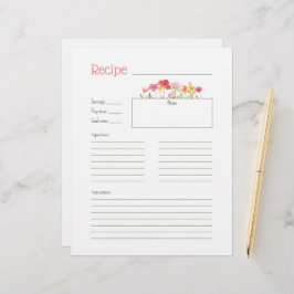 Cartão de Receita de Flores Selvagens com Cores Aq