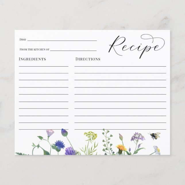 Cartão de Receita de Flores Selvagens e Chás de pa (Frente)