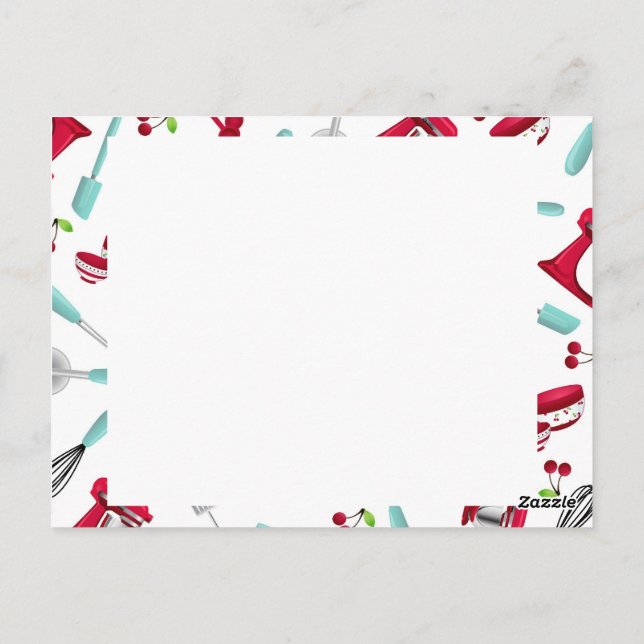 Cartão de Receita de Gadget Aqua e Red Kitchen Sem (Verso)