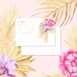 Cartão de receita de grama de pampas Boho floral