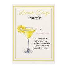 Cartão de Receita de Limão Editável Martini