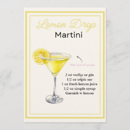 Cartão de Receita de Limão Editável Martini