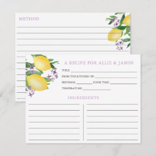 Cartão de Receita de Limões com Nomes de Casal