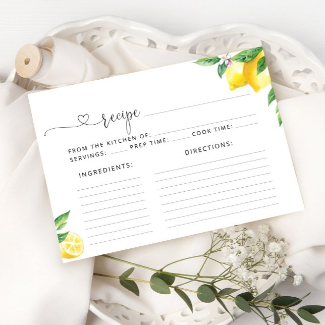 Cartão de receita de limões de aquarelas (Criador carregado)