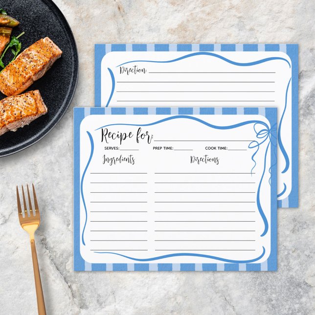 Cartão de Receita de Listras Azul e Limões (In situ)