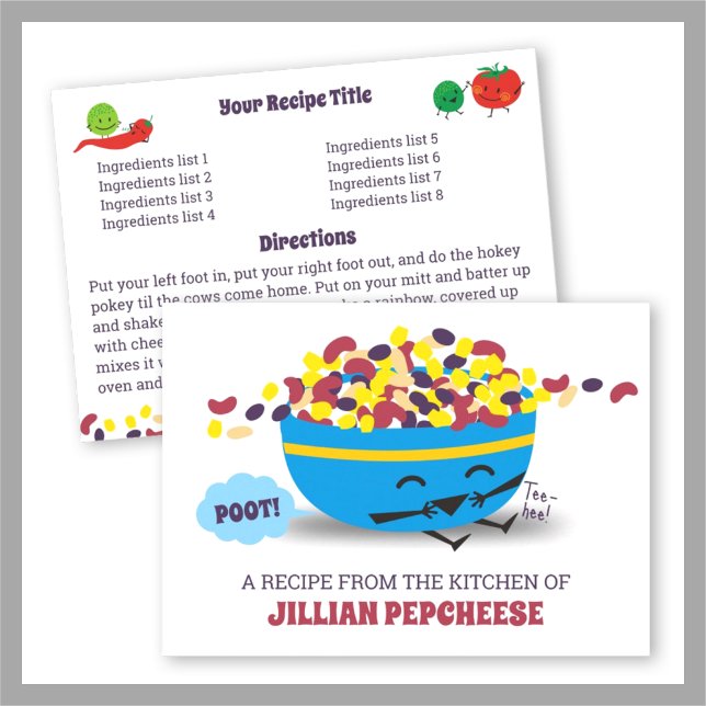 Cartão de receita de livro de culinária de feijão- (Criador carregado)