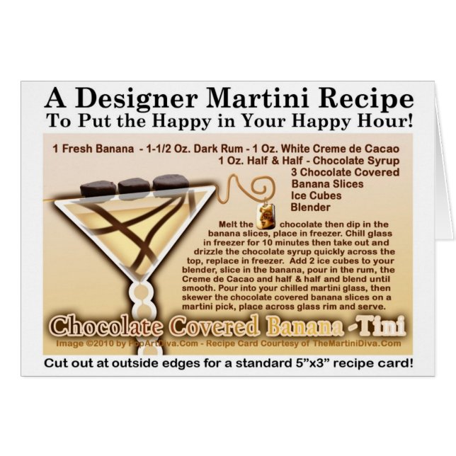 Cartão de Receita de Martini de Banana Coberta com (Frente Horizontal)