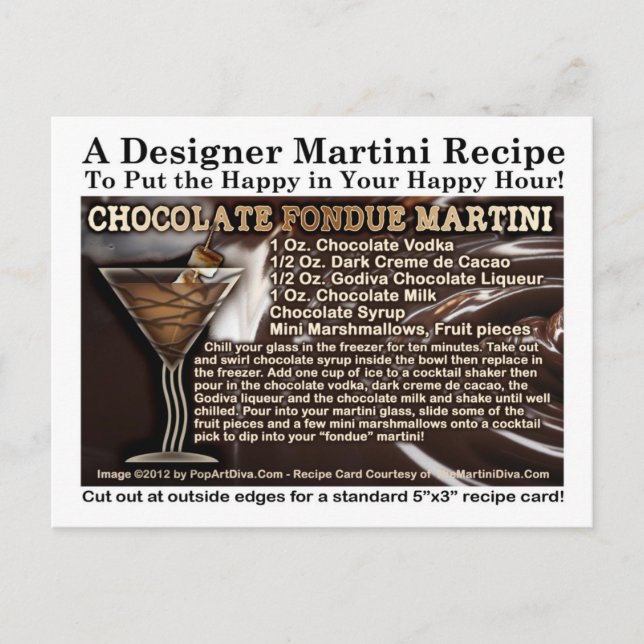 Cartão de Receita de Martini de Fondue de Chocolat (Frente)