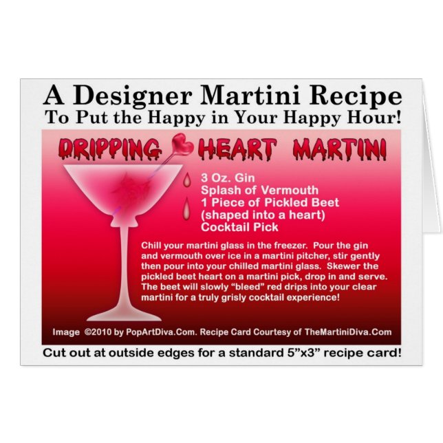 Cartão de Receita de Martini de Halloween Coração  (Frente Horizontal)