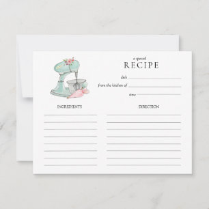 Cartão de receita de misturador de bolo aquarela r