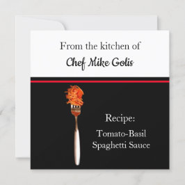 Cartão de Receita de Molho de Tomate com Espaguete