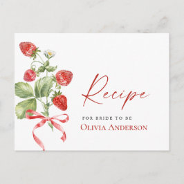 Cartão de Receita de Noiva de Morango em Aquarela 