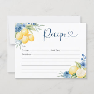 Cartão de Receita de Noiva Floral Azul Limão Main 