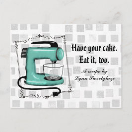 Cartão de receita de panificação de bolos de menta