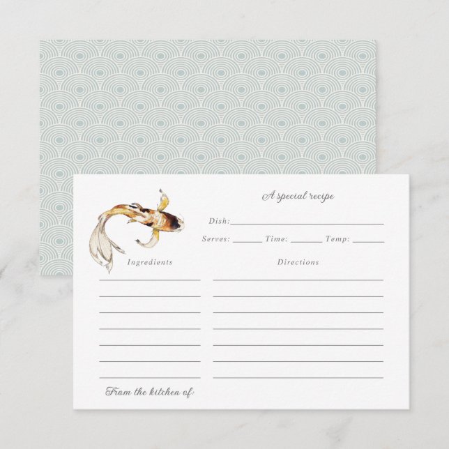 cartão de receita de peixe koi de aquarela (Frente/Verso)