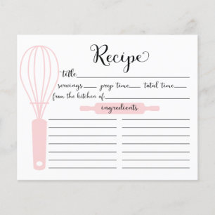 Cartão de Receita de Pink Whisk Modernamente Letre