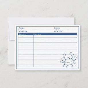 Cartão de Receita de Produtos do Mar de Caranguejo